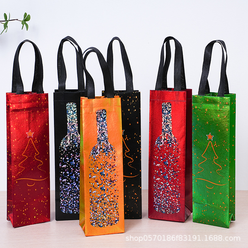 in stock non-woven tote bag custom gravure printing shopping bag color printing single red wine bag printing logo