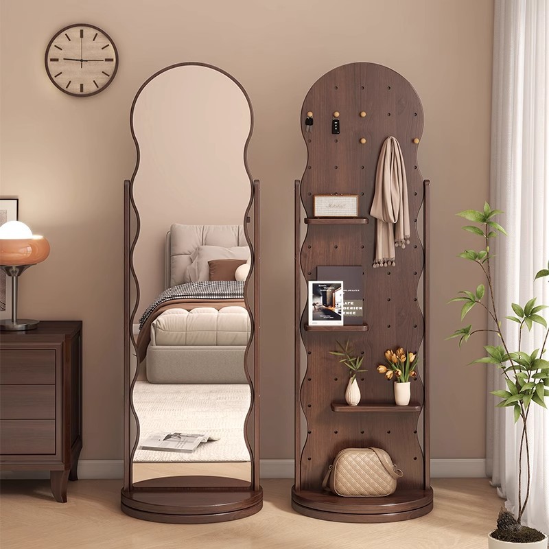 Hole Board Dressing Mirror Coat Rack All-in-One Full-Length Mirror High-Level Rotary Floor Mirror Female Household Fitting Mirror