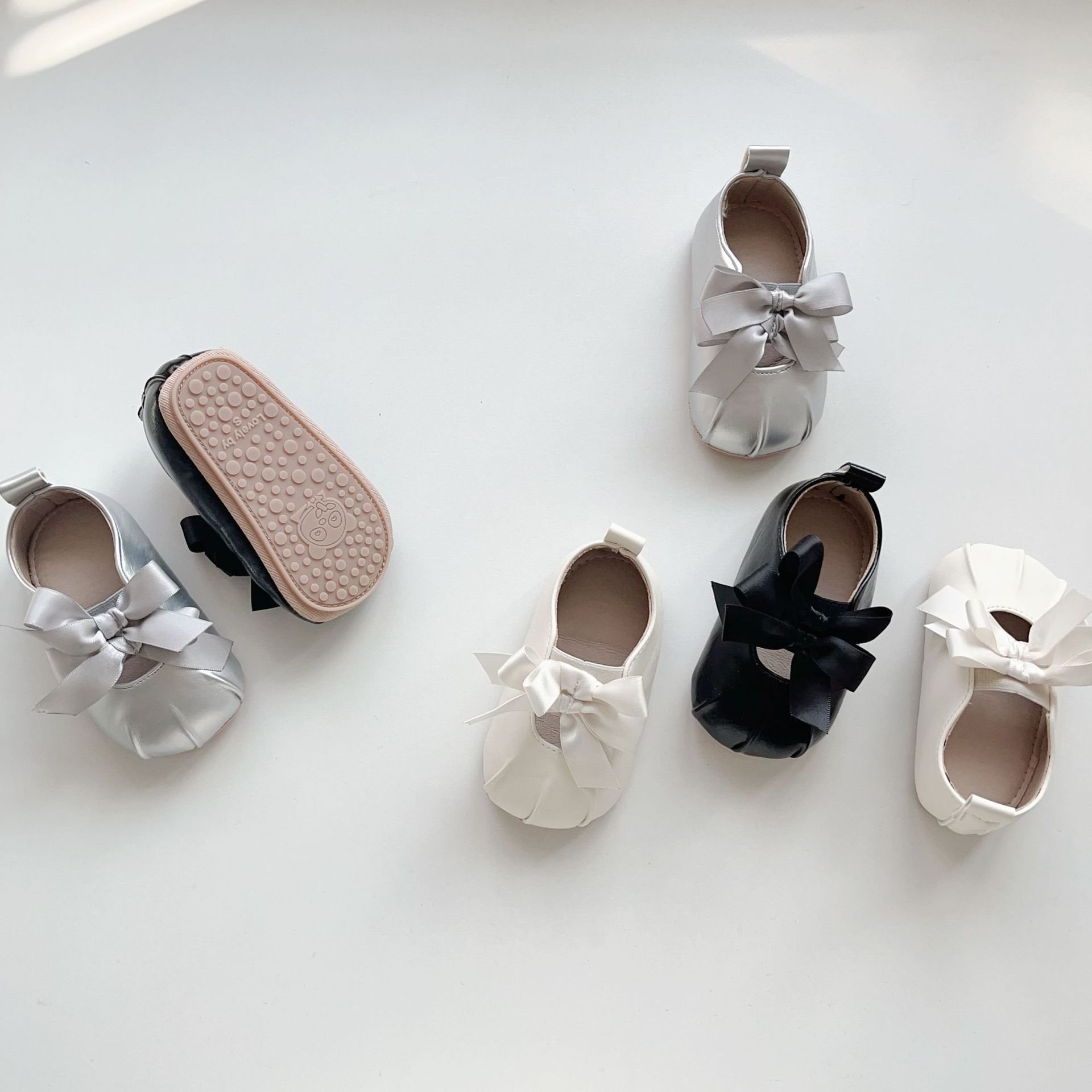 INS Summer Foreign-style Bow Girl PU Single Shoes Baby Girl's Elapto Toddler Shoes Non-slip Soft Bottom Shoes All-match