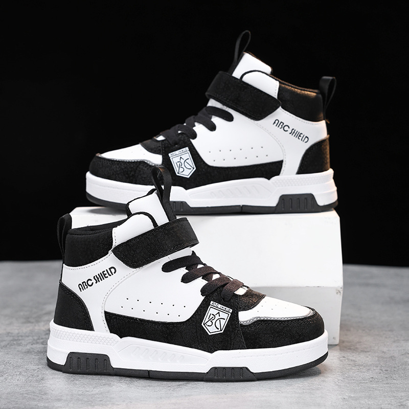 Children's Shoes Girls' Board Shoes Student Running Shoes 2024 Autumn and Winter New High-top fleece-lined Warm Children's sneaker