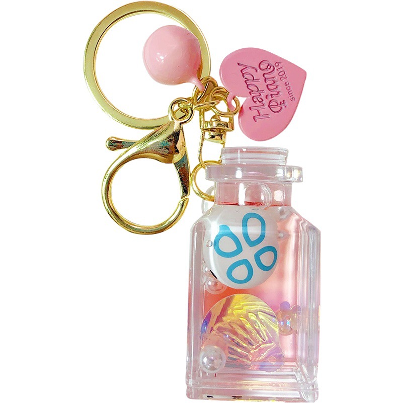 Acrylic Quicksand Penguin in Oil Drift Bottle Ocean Figurine Keychain Cute Creative Key Chain Backpack Pendant