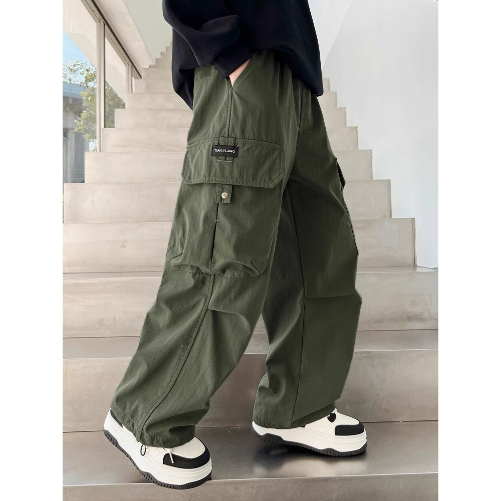 Picture of Children's Fashion Sports Pants 2025 Spring and Autumn New Style Middle and Large Children's Casual Pants Boys' Wide Leg Workwear Long Pants