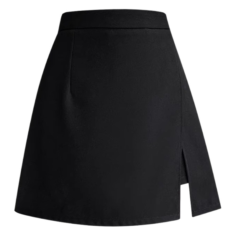 Black Split Skirt Women's 2024 Spring High Waist Slimming chubby girl plus size A- word Anti-walking Casual Skirt Fashion