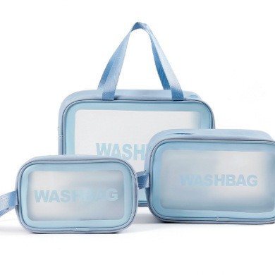 Picture of PVC Transparent Cosmetic Bag Simple Large Capacity Bath Bag PU Waterproof Portable Toiletry Bag Portable Travel Storage Bag