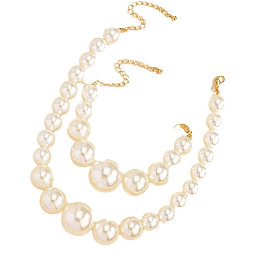 French Retro Court Style Freshwater Pearl Earrings Bracelet Necklace suit Women's Niche Light Luxury Clavicle Chain