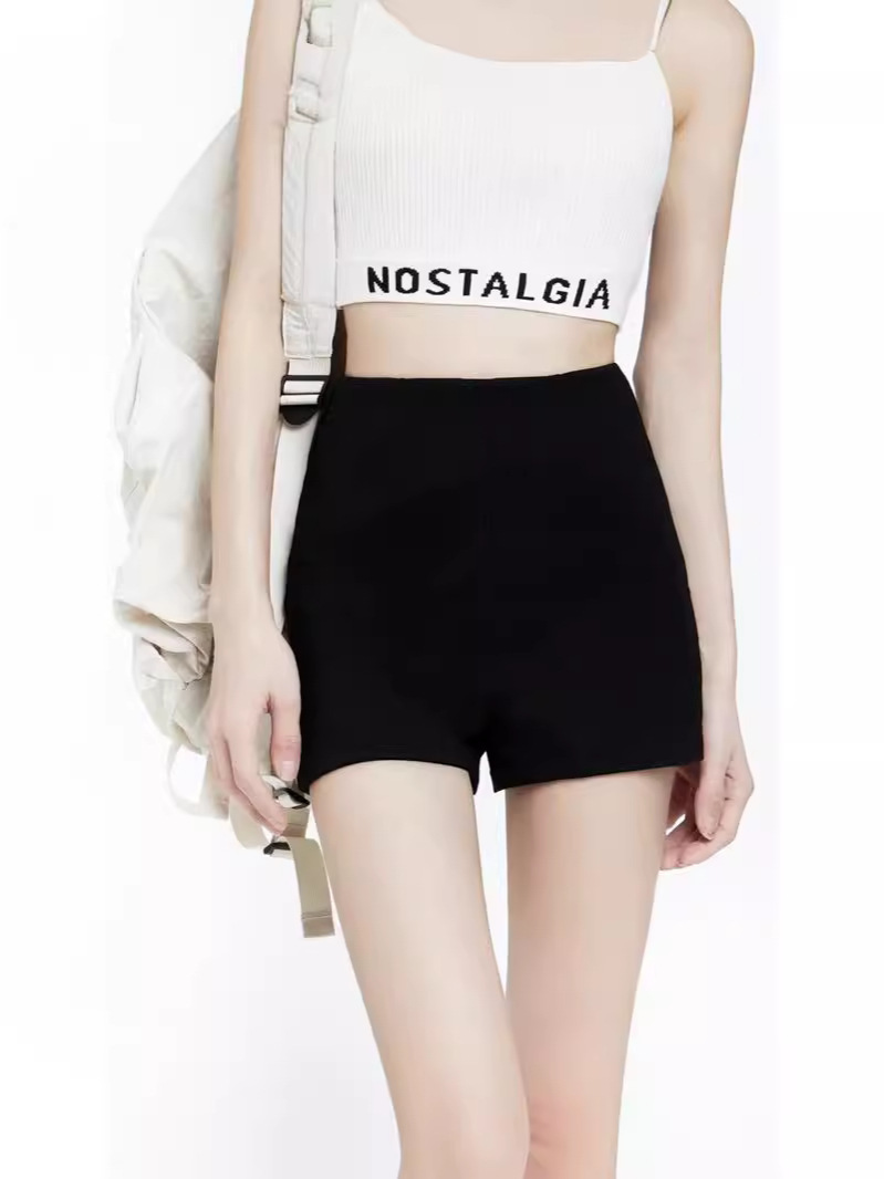 Black High Waist Shorts Women's Summer Spice Girl Style Outer-Wearing Slim-Fit Hot Pants Suit Sheath Tight Korean Style A- Shirt Pants
