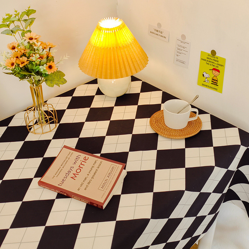 Picture of Checkerboard Tablecloth Ins Style Popular Photo Student Desk Dormitory Decoration Coffee Table Dustproof Picnic Stall Cloth