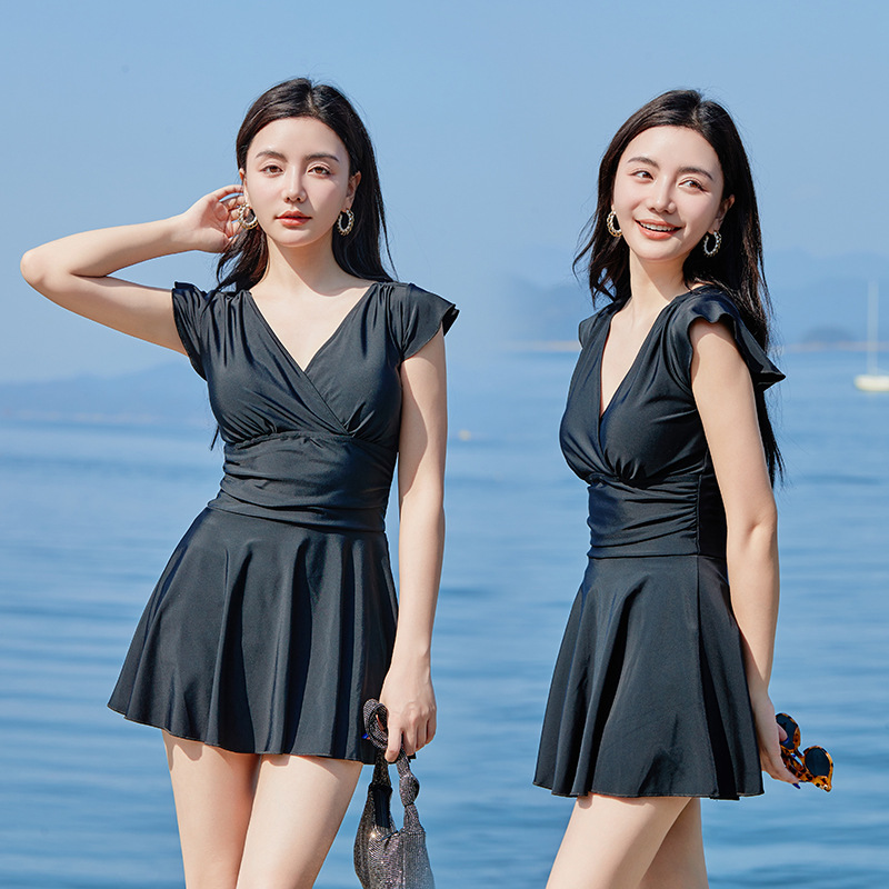 Summer Swimsuit Women's Sexy Big V Swimsuit Fashion Trendy Solid Color One-piece Swimsuit Pure Desire Slimming Swimming Swimsuit
