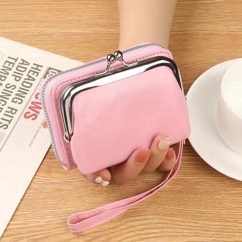 Picture of Ready Supply Factory Cross-Border Supply Women's Buckle Coin Purse 4inch Zipper Clip Bag Clutch Bag Retro Bag
