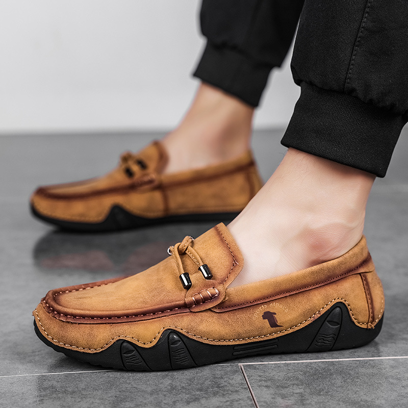 Autumn 2025 New Cross-border Men's Casual Leather Shoes Hand-sewn Slip-on Driving Shoes Octopus Men's Shoes
