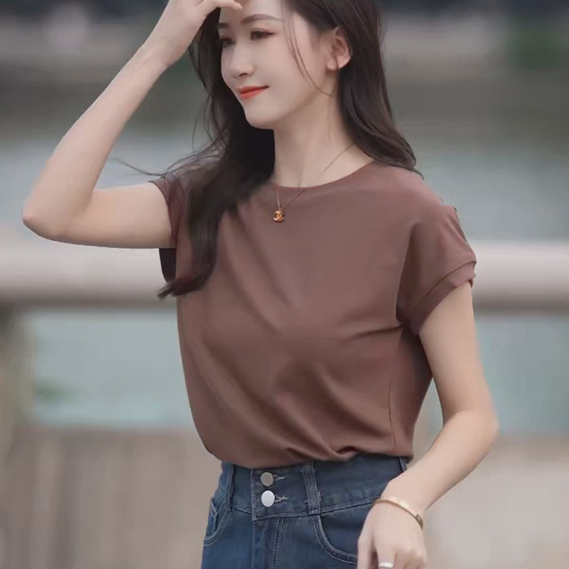 Picture of Feifei Sleeve T-shirt Women's Short Sleeve 2025 New Design Sense Niche Fashionable Slimming European Style Crewneck Top for Women