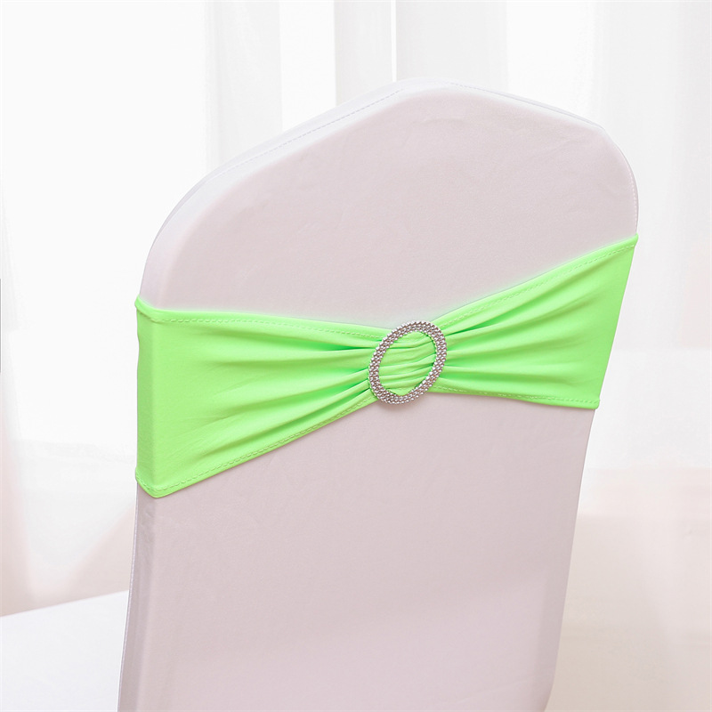 Picture of Backrest Flower Stretch Chair Cover Bow Banquet Decoration Free Wedding Ribbon Wedding Hotel Ribbon Stool Strap