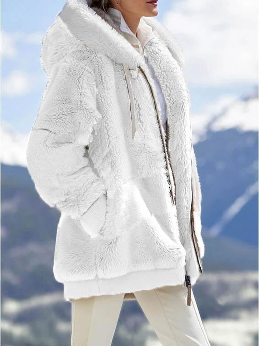 Picture of Spot Wish Independent Station 2024 Amazon Hot Selling New Autumn and Winter Loose Plush Zipper Hooded Jacket for Women