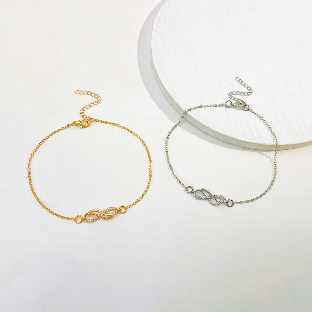 Picture of European and American Cross-border Retro Infinite 8-character Symbol Ring Buckle Korean Exquisite Anklet Distinctive Diamond-encrusted Beach Anklet for Women