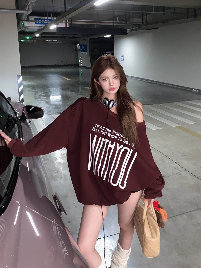 Picture of Letter Printing Long-sleeved Sweatshirt Coat Women's Autumn American Style Hot Girl Loose Design All-match Pullover Top