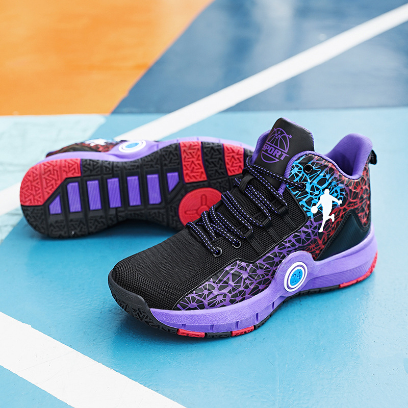Cross-border basketball shoes fly woven mesh breathable spring and summer boys and girls children teenagers students non-slip basketball shoes for competition