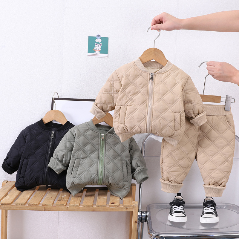 Foreign trade boys' autumn and winter western style cotton-padded clothes baby girls' winter clothes fashionable lightweight cotton-padded clothes children's clothes children suit