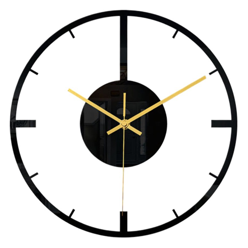 CC302 cross-border three-dimensional black acrylic wall clock home decoration 3D round DIY simple wall sticker clock 3mm