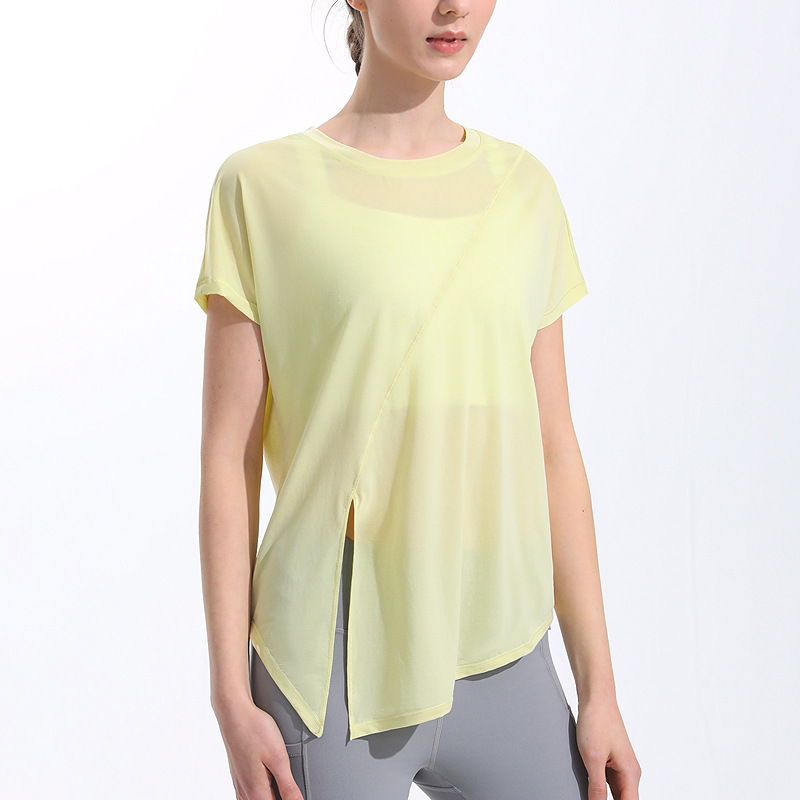 Picture of Sports Yoga Clothes Blouse Women's Loose Breathable Quick-drying Clothes European and American Fitness Clothes Top Yoga Vest Short-sleeved T-shirt