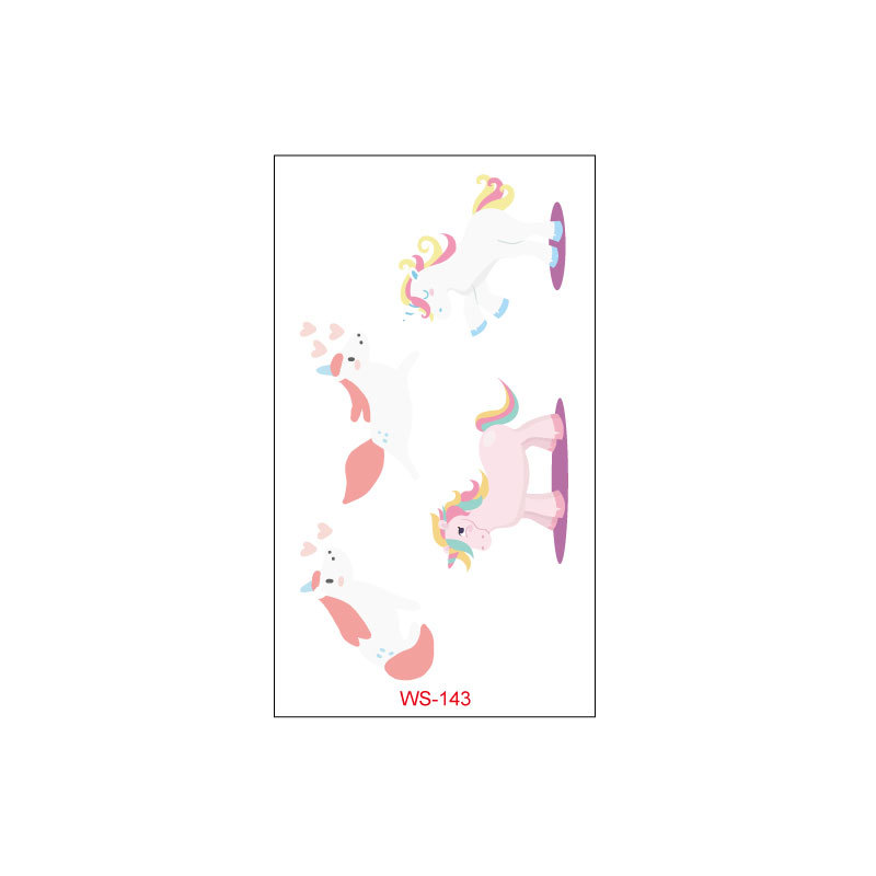 Picture of Unicorn Tattoo Sticker Original Children's Cute Cartoon Doll Birthday Rainbow Little Pegasus Waterproof Temporary Sticker