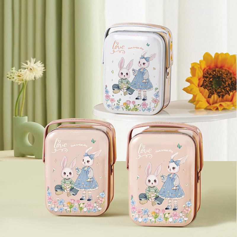 New candy box garden white rabbit toffee jar exquisite iron tinplate box portable candy iron box wholesale