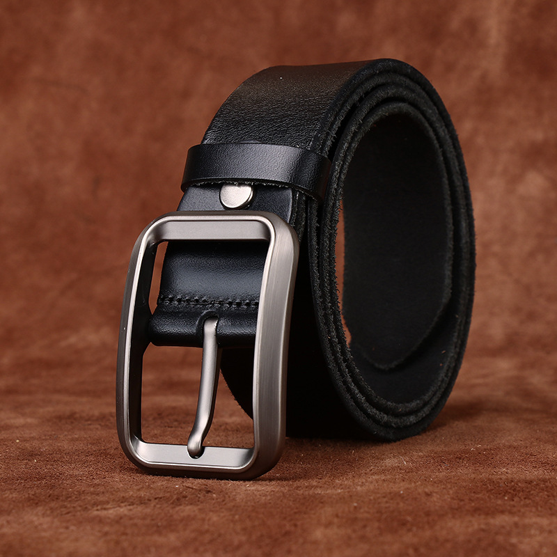 Casual Vintage Genuine Leather Top Layer Cowhide Belt Men's Simple All-Match National Trendy Light Luxury Jeans Belt for Men