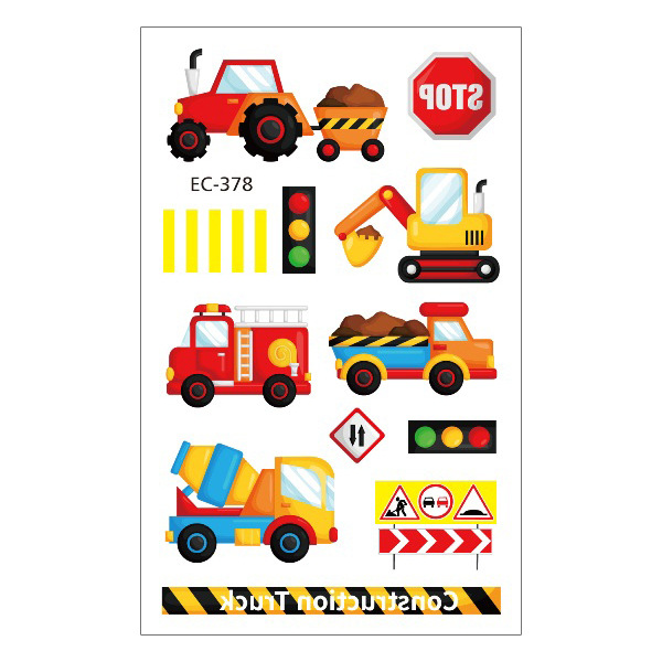 Picture of Cross-Border Supply Waterproof Children's Tattoo Stickers Cartoon Car Excavator Fire Truck Children's Traffic Tattoo Stickers