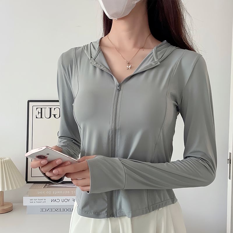 Women's Summer Original Yarn Slim Fit Ice Silk Cool Breathable Anti-UV Anti-Yoga Sun Clothes Sports Jacket for Women