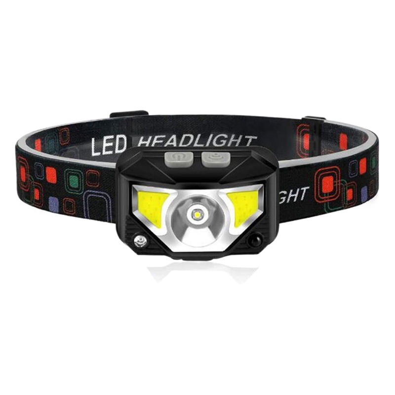 Cross-border mini USB charging COB red light headlight LED night running outdoor night fishing waterproof head strong light induction headlight