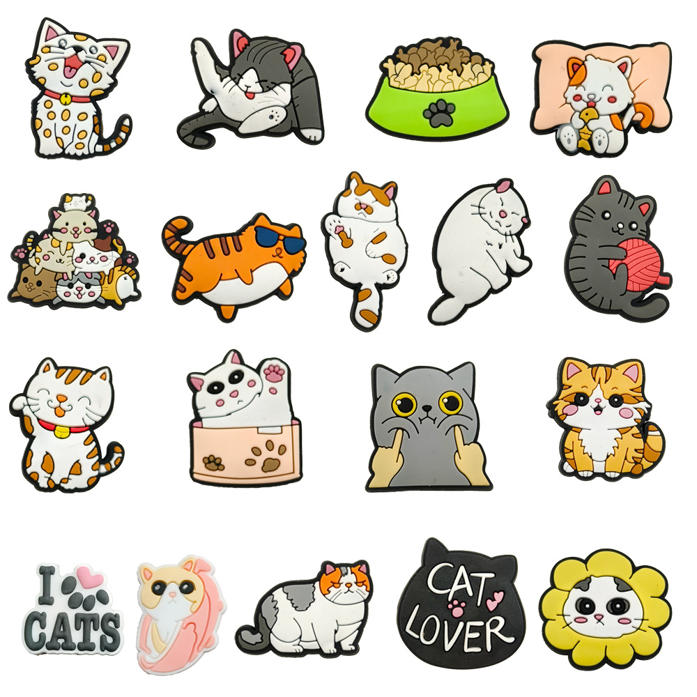 Picture of suit Cute Cat Series Cave Shoes Shoes Flower Accessories Cave Shoes Diy Accessories PVC Drop Plastic Shoe Buckle