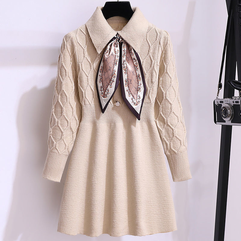 Picture of Children's Dress Knitted Bottoming Skirt Autumn and Winter New Style 12-Year-Old Girl 13-Year-Old Primary and Secondary School Student Knitted Sweater Skirt