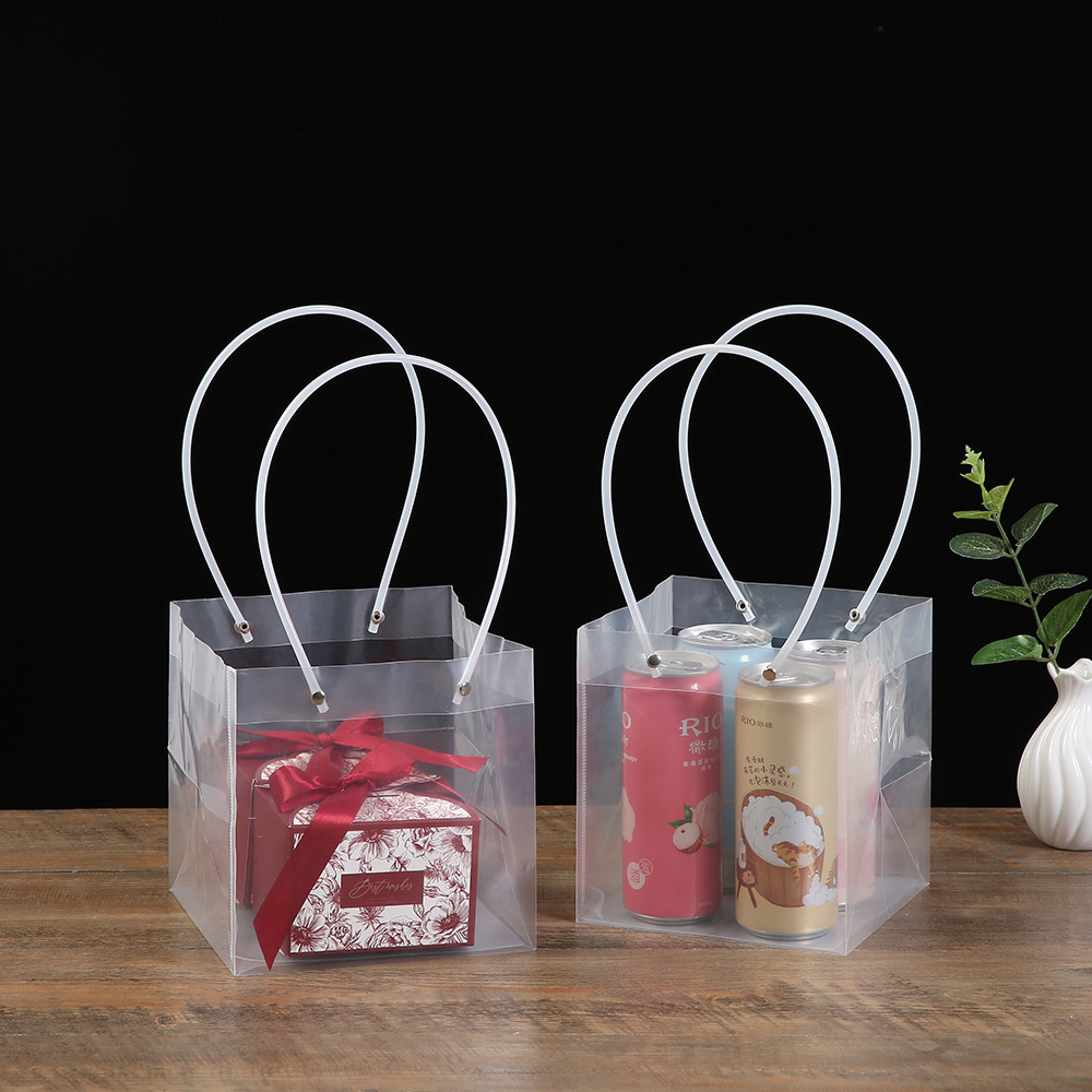 New Pp Transparent Handbag Gift Bag Cosmetics Cake Packaging Bag 520 Mother's Day Gift Bag Wholesale