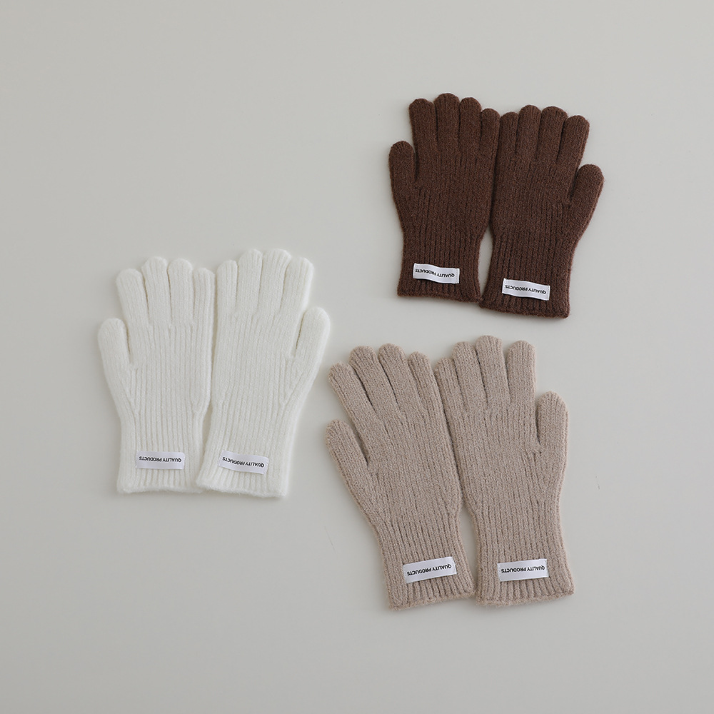 Picture of Winter Children's Knitted Gloves Middle School Students' Knitted Five-Finger Gloves with Exposed Thumb and Index Finger Students Writing Gloves