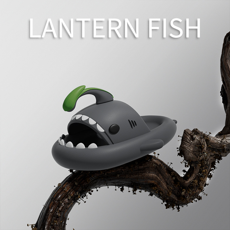 Picture of New Style Lantern Fish Shark Slippers Female Couple Indoor and Outdoor Thick Slippers Female Slip-on Feeling Soft Sole Home Sandals for Men