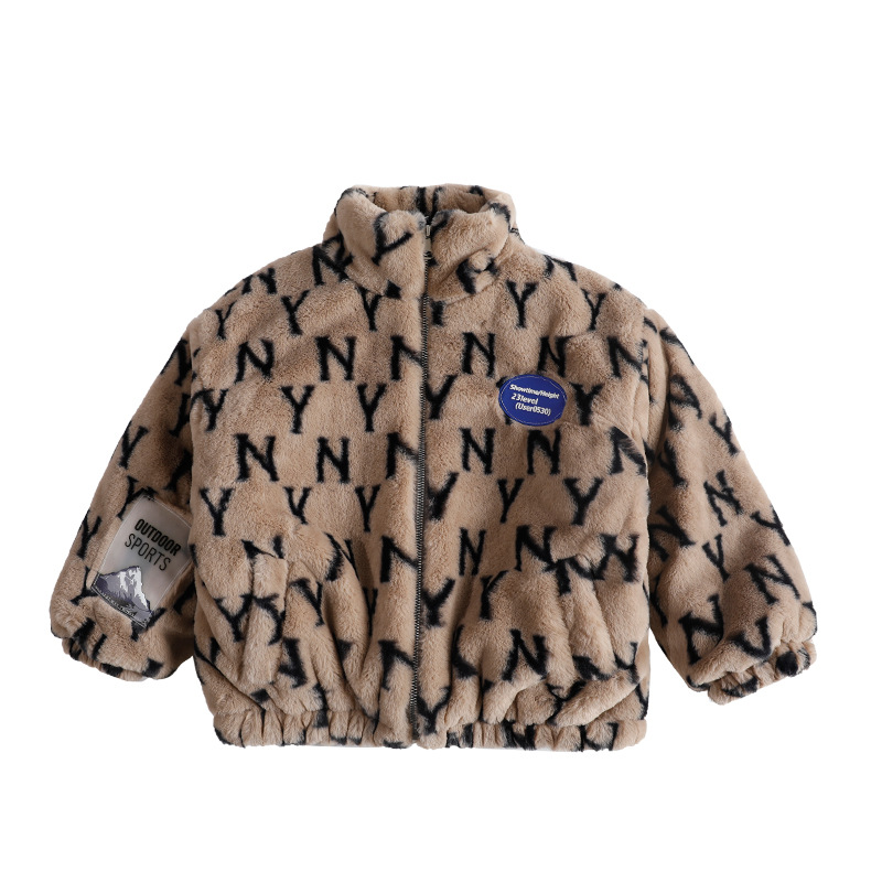 Picture of Boys' autumn and winter mink velvet coat 2024 new children's foreign-style fleece-lined thickened baby Mao Mao cotton-padded jacket top