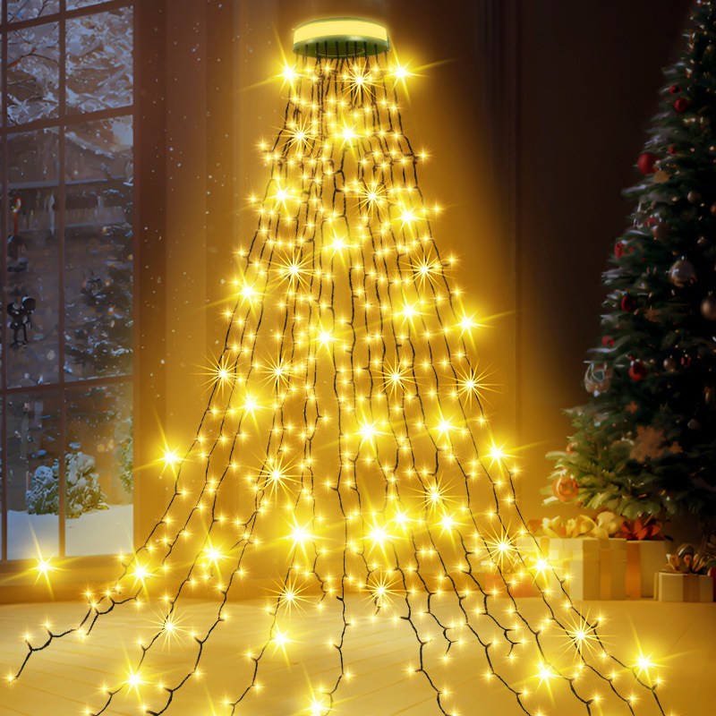 New Halo Christmas Tree Decoration Light String Led String Light with Ring Tree Coat Snowflake Leather Wire Waterfall Christmas Light