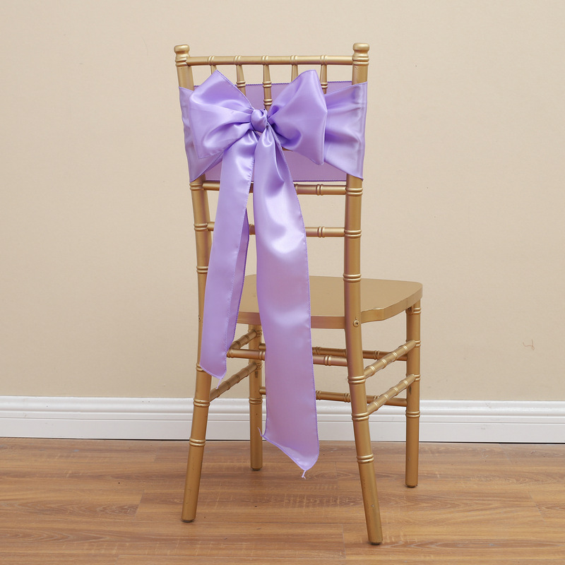 Picture of Chair Cover Bow Tie Hotel Wedding High-end Light Luxury Red Chair Back Flower Decoration Satin Diding Ribbon