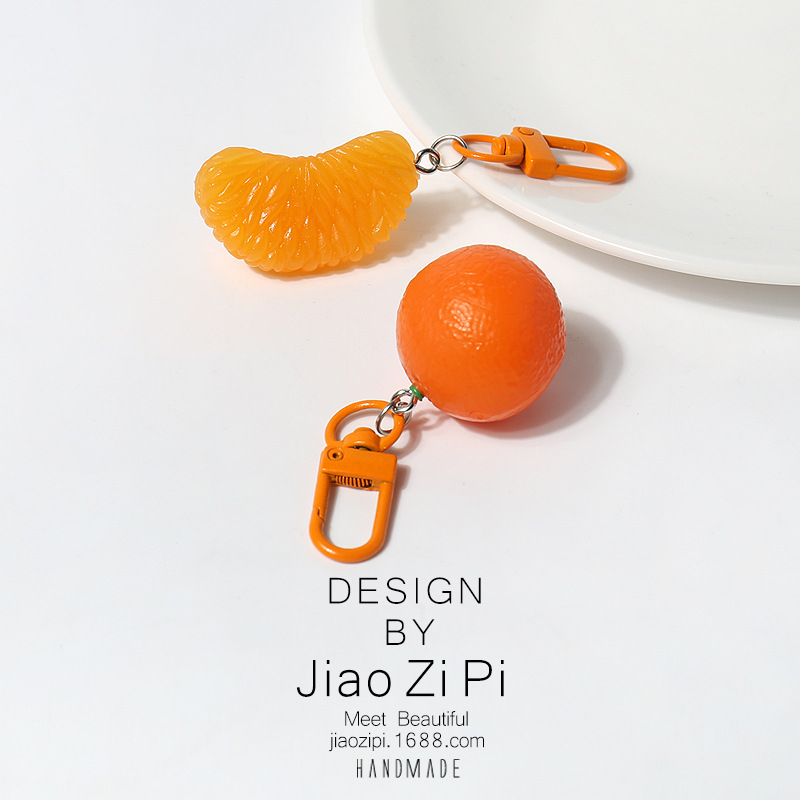 Picture of Super simulation fruit orange key chain fun pendant all-match simple bag small ornaments mini cute accessories