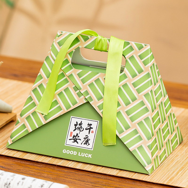 Dragon Boat Festival Zongzi Gift Box Small Size Single Zongzi Packaging Kindergarten Mini Crystal Zongzi Mung Bean Cake Green Group Packing Box