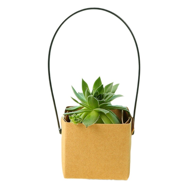 Waterproof Kraft paper succulent pot box square mini succulent green plant flower arrangement box succulent portable carton