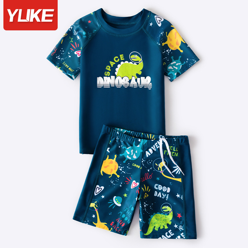 Children's Swimsuit Boys Middle and Big Children Teenager Split Boys' Swimsuit 2023 New Summer Baby Swimming Trunks Set