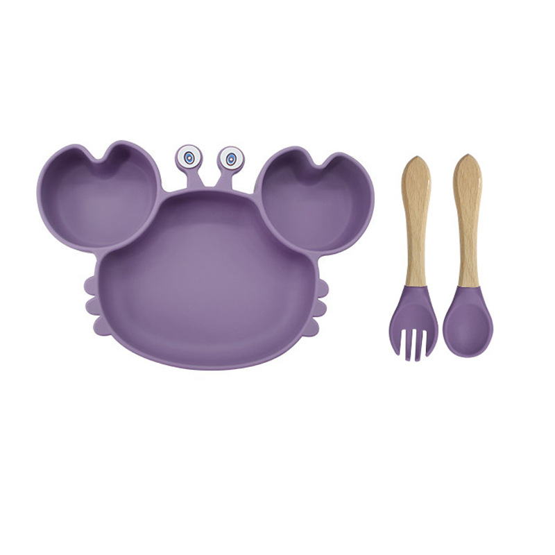 Picture of Baby silicone tableware crab plate suit food supplement bowl bib food grade tableware suit factory direct supply cross-border