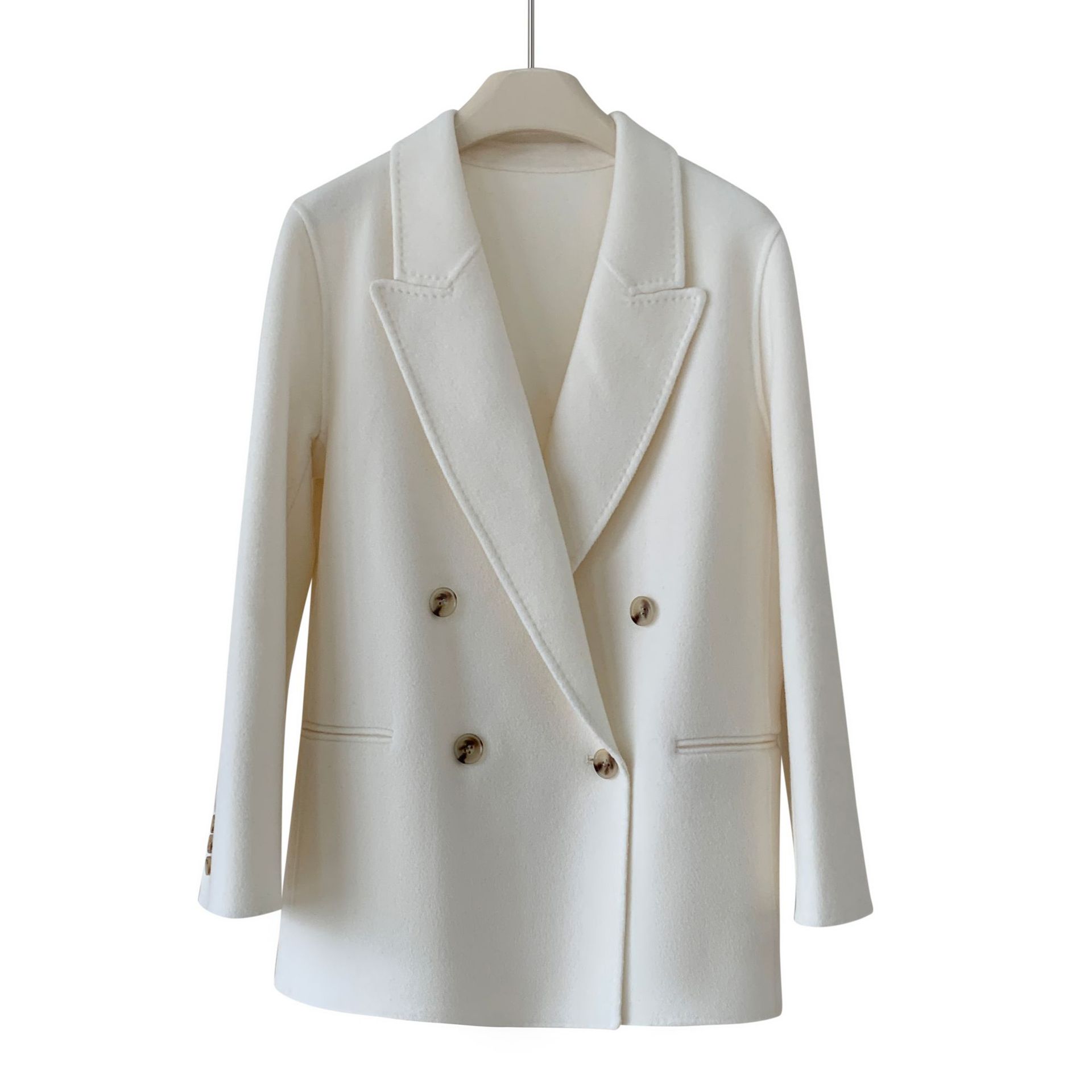 Picture of He Ying 2025 Autumn and Winter Coat Temperament Dry Refined Double-Sided Woolen Coat Casual Suit Double-Breasted Short Style