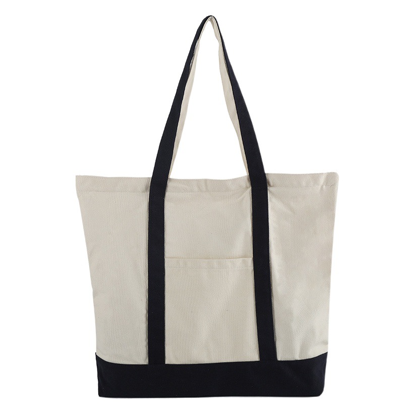 Cross-border Cotton Canvas Tote Bag Large Capacity Shopping Bag Simple Supermarket Shopping Bag Personalized Shoulder Bag Printed logo