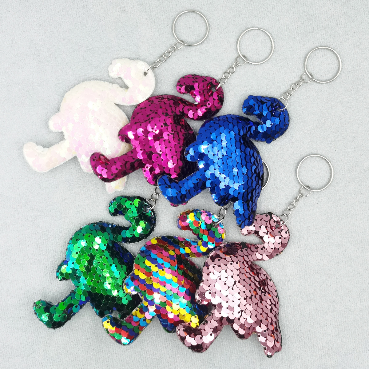6-color double-sided sequin Flamingo keychain combination set of 6 small pendants reflective bright surface bag keychain