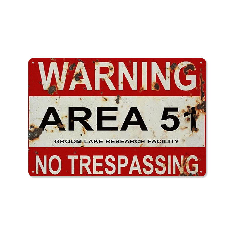 Picture of 2024No Trespassing Retro Public Warning Sign Iron Painting Background Wall Frameless Decorative Hanging Painting