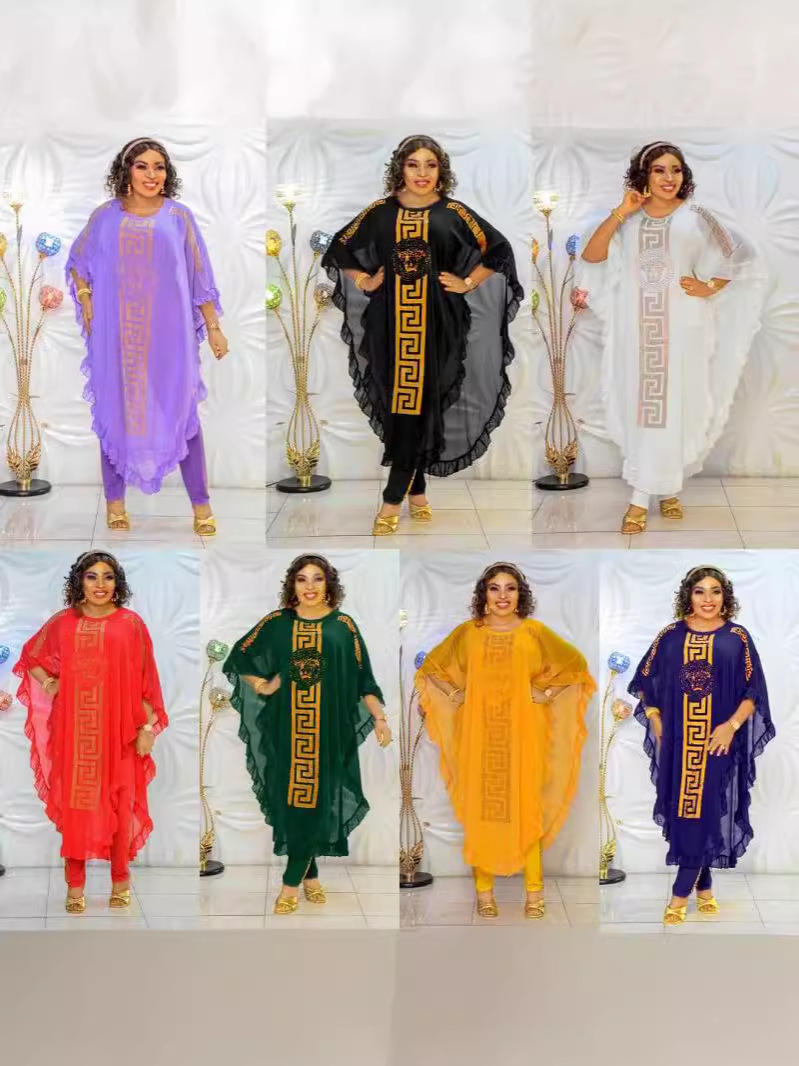 Plus Size Women's Chiffon Shirt Mid-Length Abaya Robe Women's Suit Base Shirt Top Dress Women's Clothing