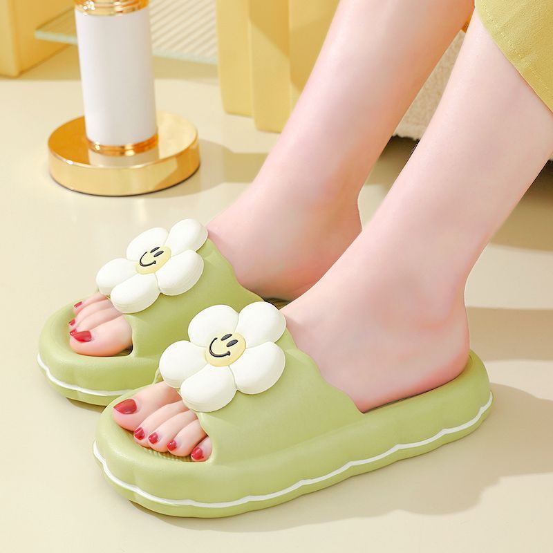 Slip-on Slippers Women's Summer Wearing Indoor Household Bathroom Bath Non-slip Cool Thick Bottom Sandals for Couple