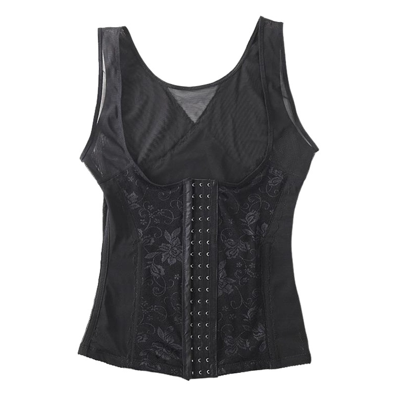 [Beijing] 5566 Ready-Made Mesh Thin Three-Row 17-Button Lace Tummy Control Breast Shaping Vest