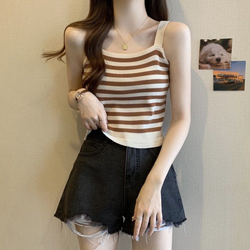 Picture of French Striped Knitted Camisole Women's Summer Outer Wear 2025 New Slim-fit Sleeveless Inner Base Spice Girl Top